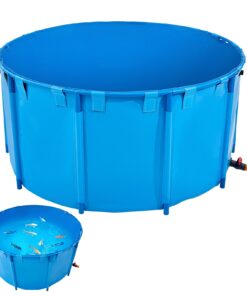 Складной пруд для рыбы из ПВХ VEVOR 3100L — надземный резервуар для кои с дренажным клапаном, прочная рама, для аквакультуры и ирригации — синий