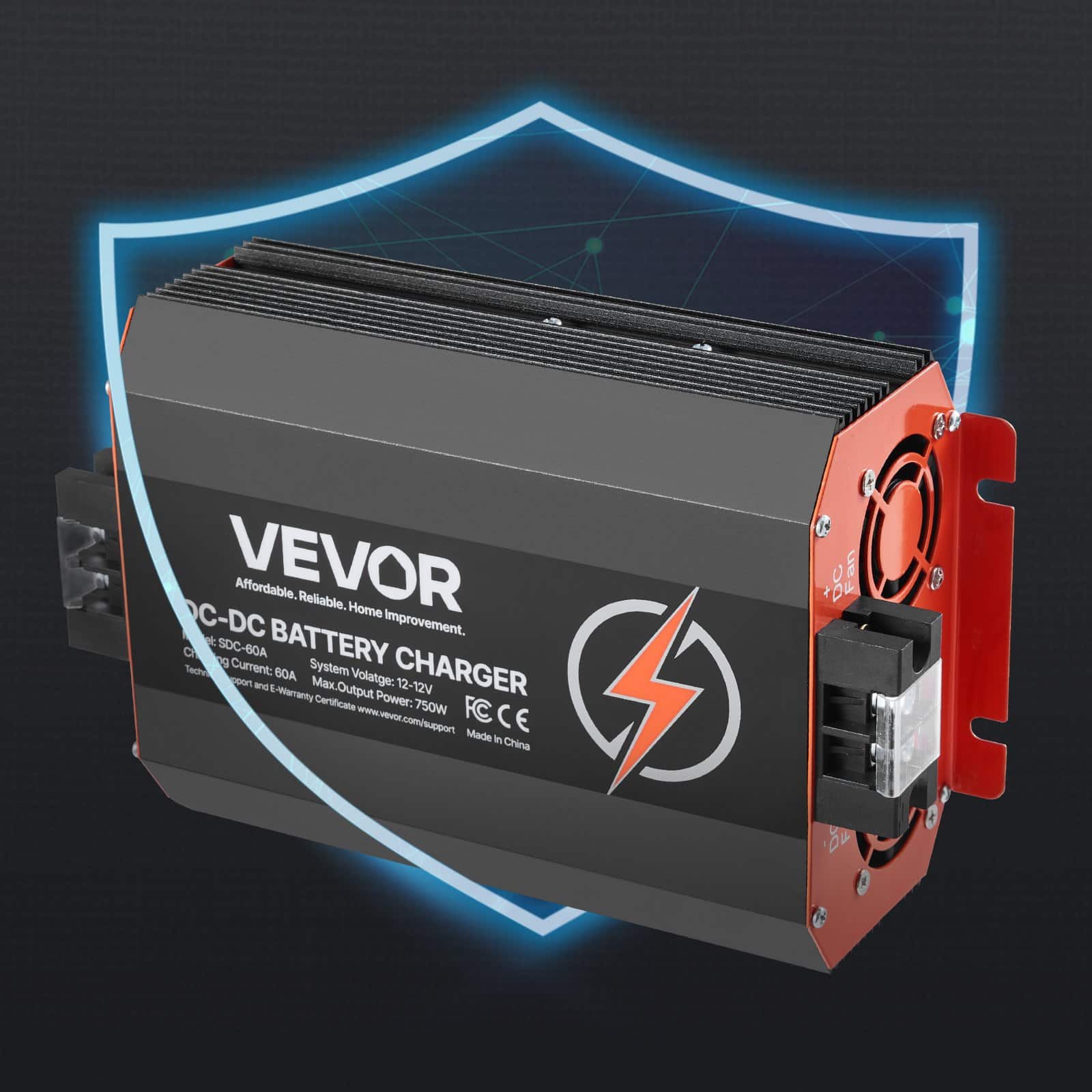 VEVOR 12V 60A DC to DC Battery Charger, 750W, Smart Multi-Stage On-Board Charger for Lithium & Lead-Acid Batteries, for RV/Boat/Truck - Image 8