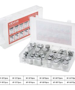 VEVOR 72-Piece ORFS Hydraulic Fitting Kit, O-Ring Face Seal Caps & Plugs Set, Sizes 4 srequ16, Precision Thread, Steel, Corrosion-Resistant