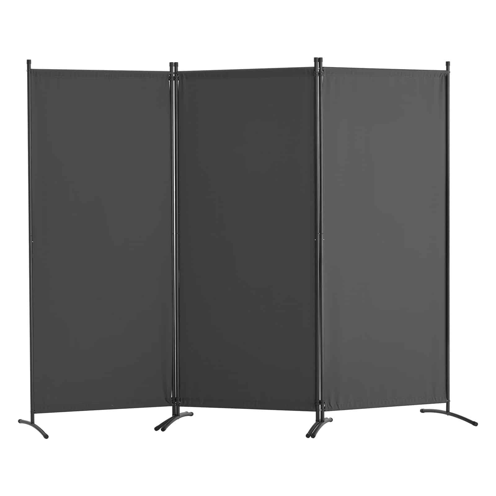 VEVOR 3-секционная складная перегородка, тканевый экран для уединения со стальным каркасом, 228x184x52 см, серый