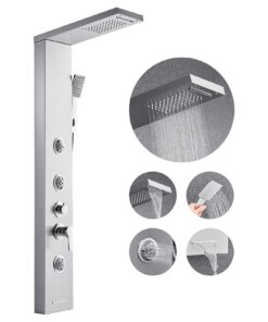 VEVOR 135 см душевая панель из нержавеющей стали с режимами дождя, водопада, 5-функциональной системой, форсунками, ручным душем, изливом для ванны