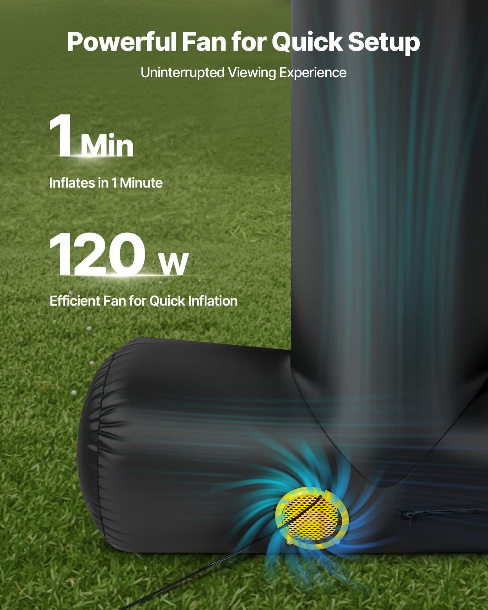 VEVOR 4.6 m Inflatable Outdoor Movie Screen, 600D Oxford Fabric, Quiet Blower, 16:9 Projection with Storage Bag — attēls 3