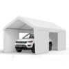 VEVOR 3.65x6.1m Heavy Duty Carport with Removable Walls & Door, UV & Water Resistant Outdoor Canopy for Car/Boat, White