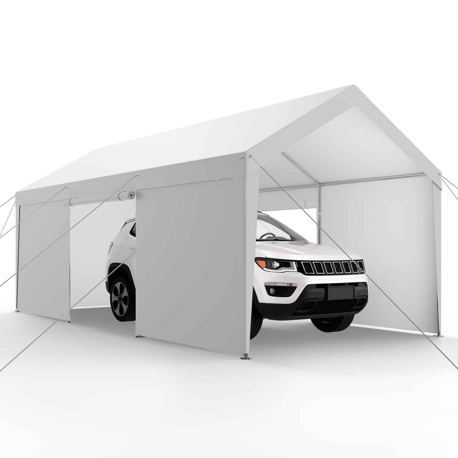 VEVOR 3x6 m Heavy Duty Carport with Removable Sidewalls & Zipper Door, UV & Water Resistant Outdoor Canopy for All Seasons - Pilt 9