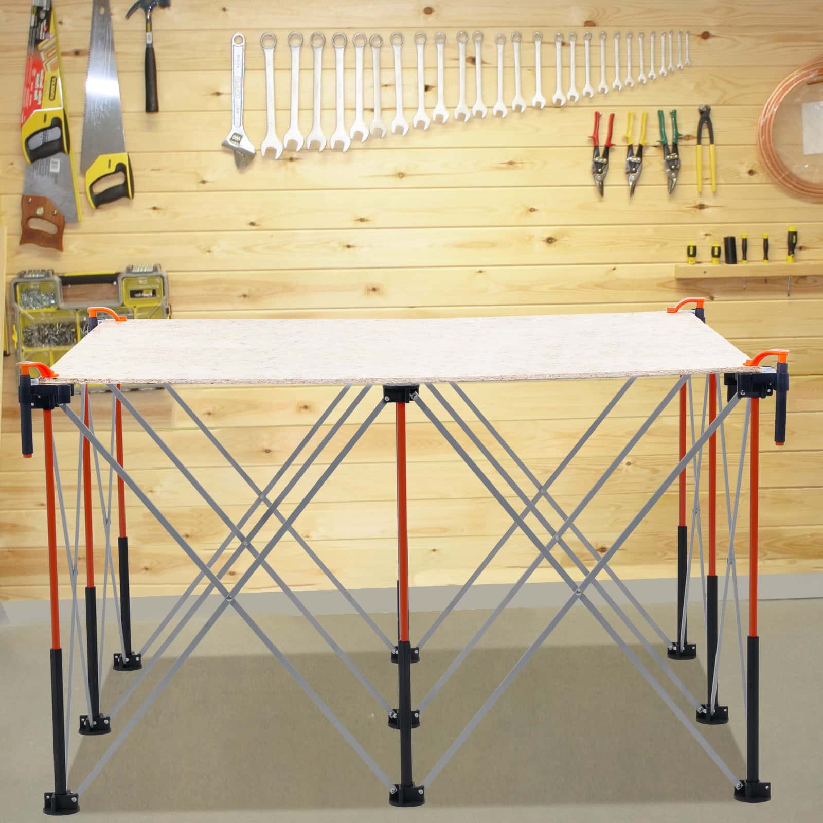 VEVOR Portable Folding Workstand 1264x1264mm, 1589kg Capacity, No Assembly, With Storage Bag, For Garage, Workshop, Outdoor — изображение 8