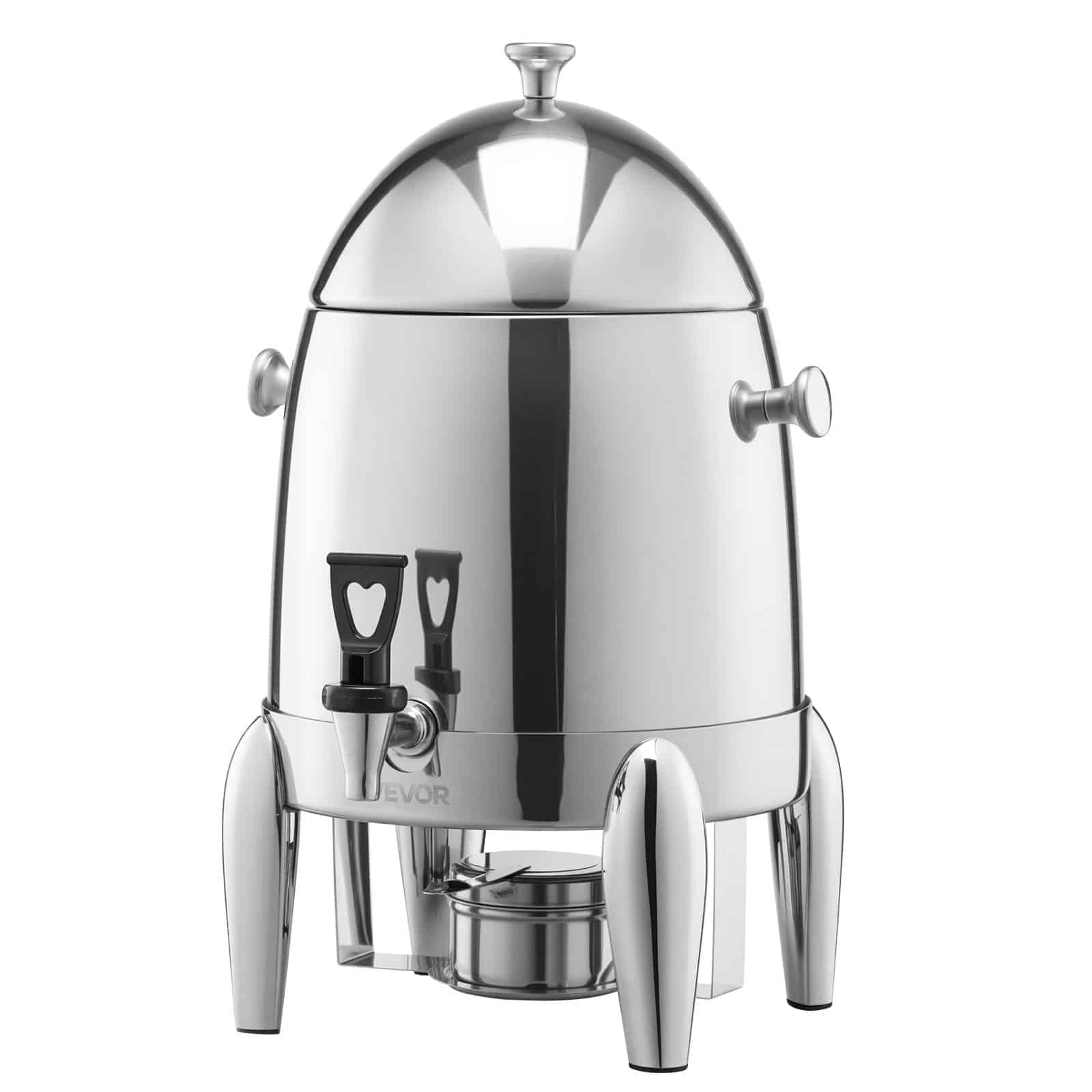 VEVOR 12L Stainless Steel Hot & Cold Beverage Dispenser with Burner & Ice Tube, No-Drip Spigot, for Restaurants & Events