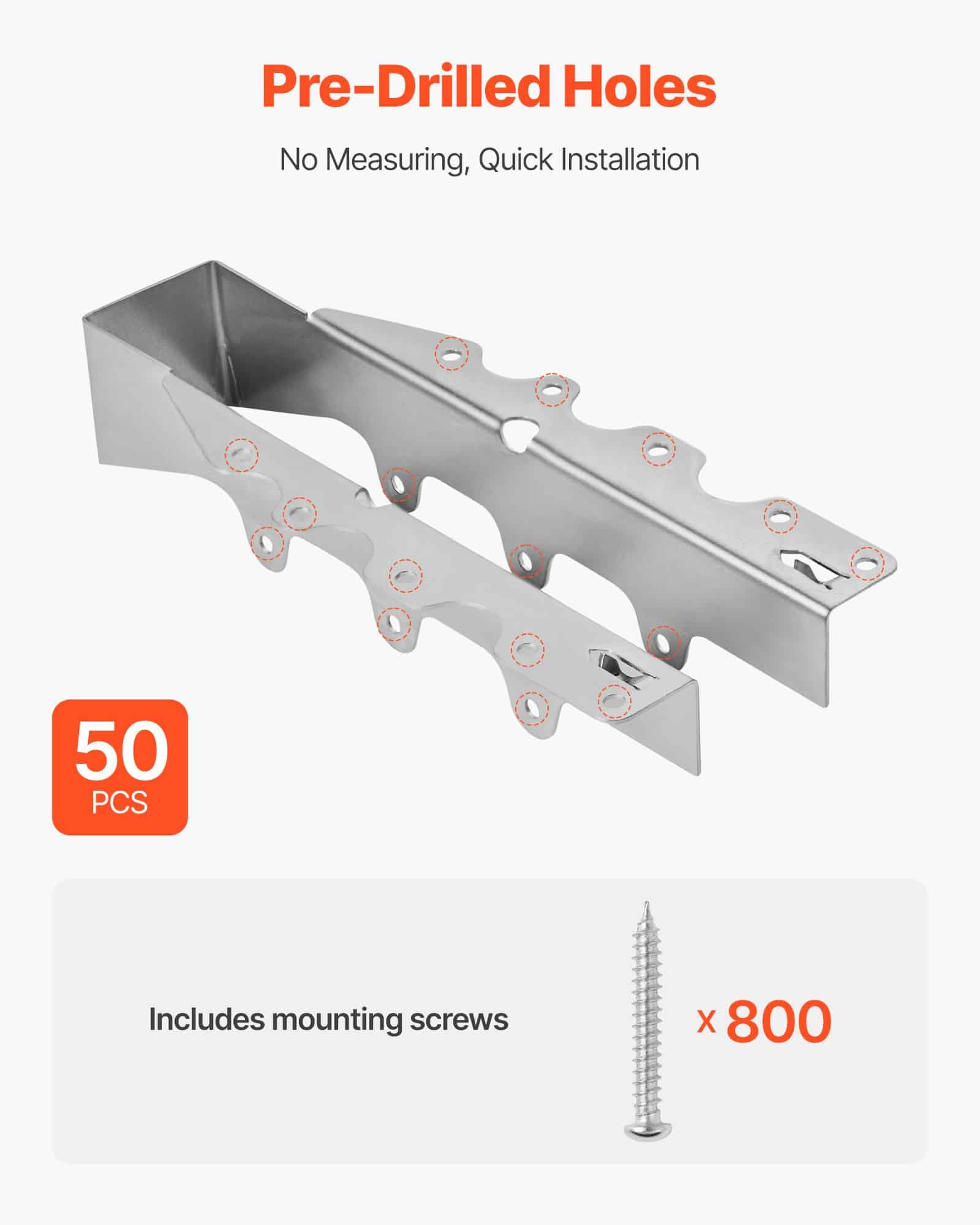 VEVOR 50 Steel Joist Hangers 40x38x199 mm with Rustproof Coating – Rafter Tie Brackets for Deck, Floor, Ceiling Support - Pilt 5
