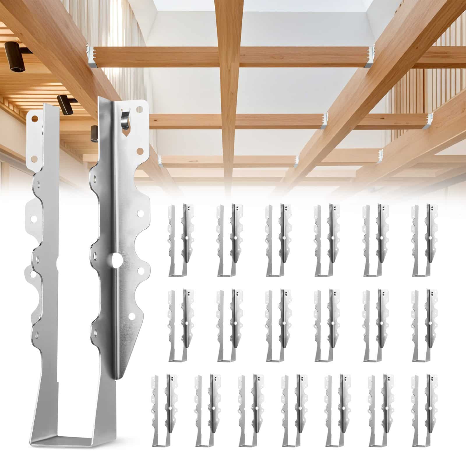 VEVOR 50 Steel Joist Hangers 40x38x199 mm with Rustproof Coating – Rafter Tie Brackets for Deck, Floor, Ceiling Support