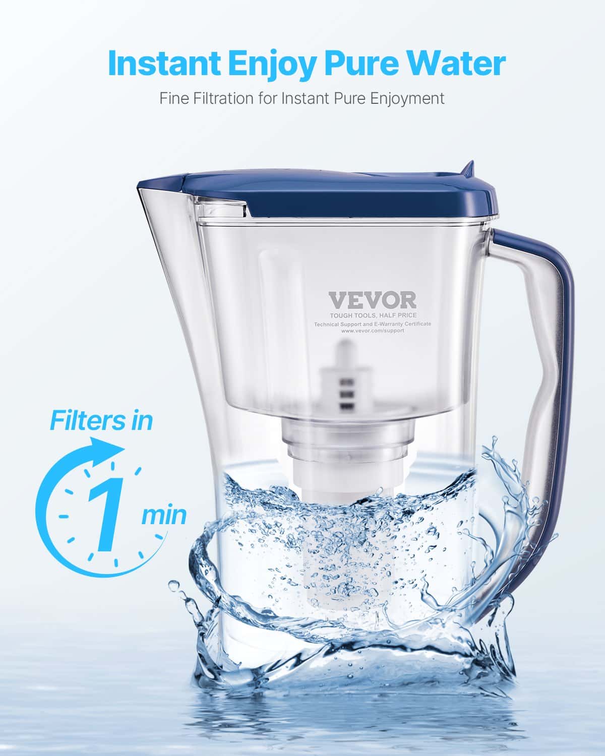 VEVOR 3-Pack 5-Stage Water Filter Replacements for Pitchers, BPA-Free, 3-Month Use or 151L, Reduces Limescale & Chlorine - Pilt 4