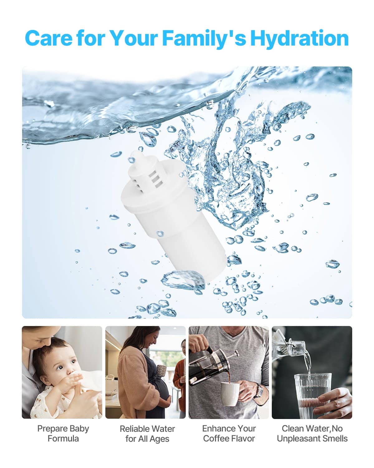 VEVOR 3-Pack 5-Stage Water Filter Replacements for Pitchers, BPA-Free, 3-Month Use or 151L, Reduces Limescale & Chlorine - Pilt 6