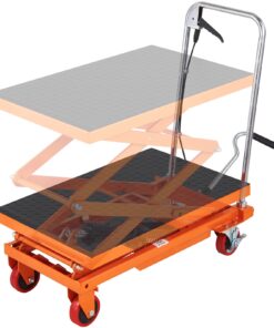 VEVOR Hydraulic Lift Table Cart, 150kg Capacity, 127cm Lift Height, Double Scissor Manual Platform with Wheels & Non-slip Pad