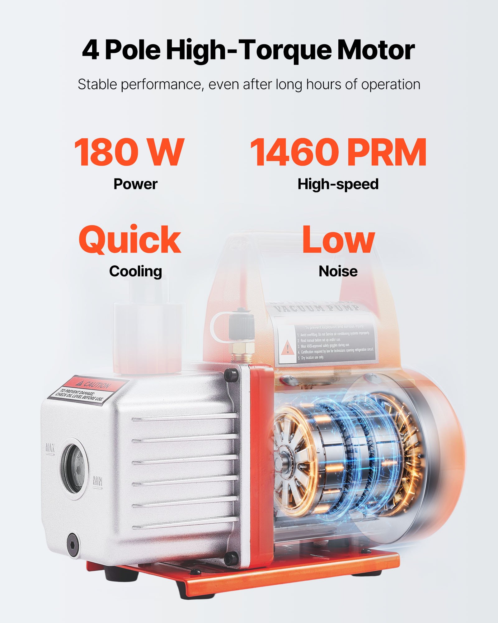 VEVOR 11.36L Vacuum Chamber Kit with 110 L/min Pump, Stainless Steel, Glass Lid, Hose, Oil – for Resin, Wood, Silicone Degassing - Зображення 4