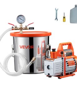 VEVOR вакуумна камера 11,36 л з насосом 110 л/хв, нержавіюча сталь, скляна кришка, шланг, олія – для смоли, дерева, силікону