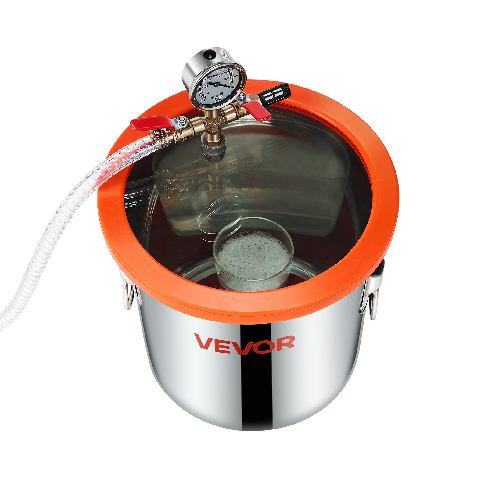 VEVOR 11.36L Vacuum Chamber Kit with 110 L/min Pump, Stainless Steel, Glass Lid, Hose, Oil – for Resin, Wood, Silicone Degassing - Зображення 12