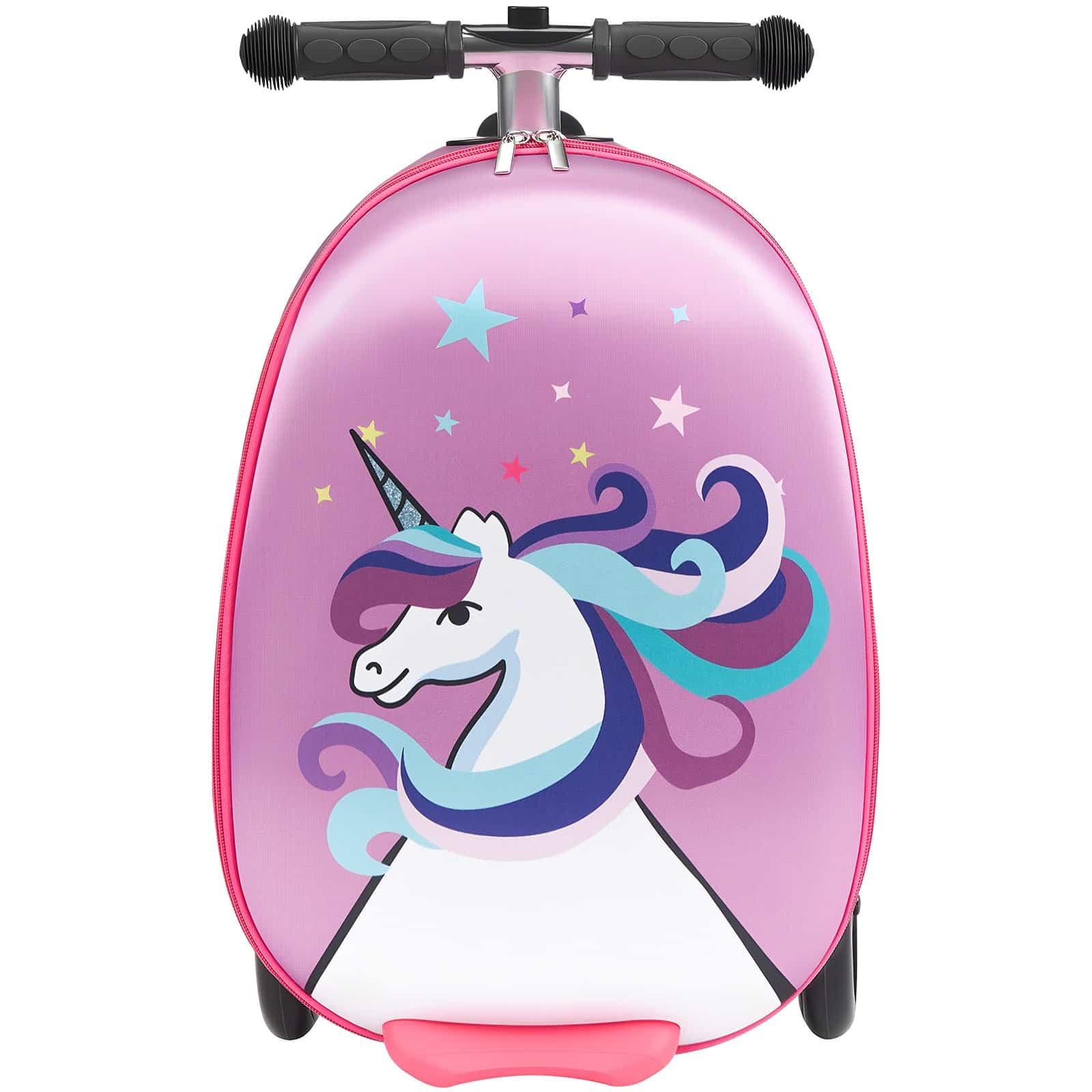 VEVOR Kids Ride-On Scooter Luggage 20L, Foldable Carry-On Suitcase with Flash Wheels & Adjustable Handle, Age 5+, Purple - Image 9