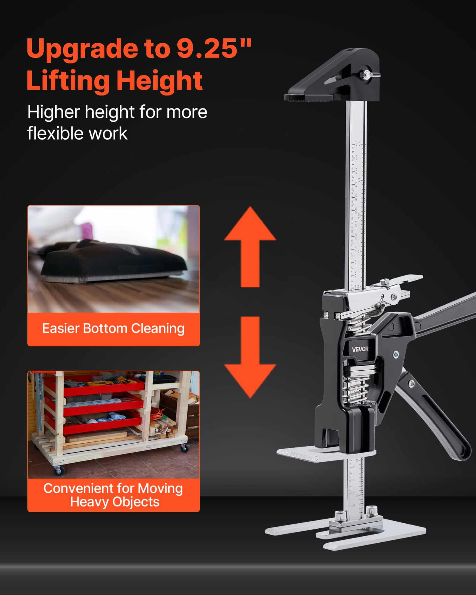 VEVOR 2 PCS Labor Saving Arm Jack, 200 kg Load, 235 mm Lift, Metal Hand Tool with Magnetic Level, for Doors, Furniture, Woodwork - Pilt 2