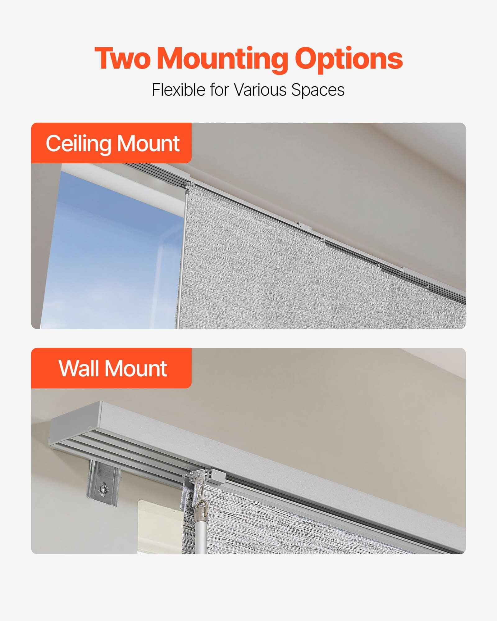 VEVOR Gray Panel Track Blinds, Adjustable 116–218 cm Wide, Trimmable Up to 243 cm High, for Sliding Doors & Room Dividers — изображение 6