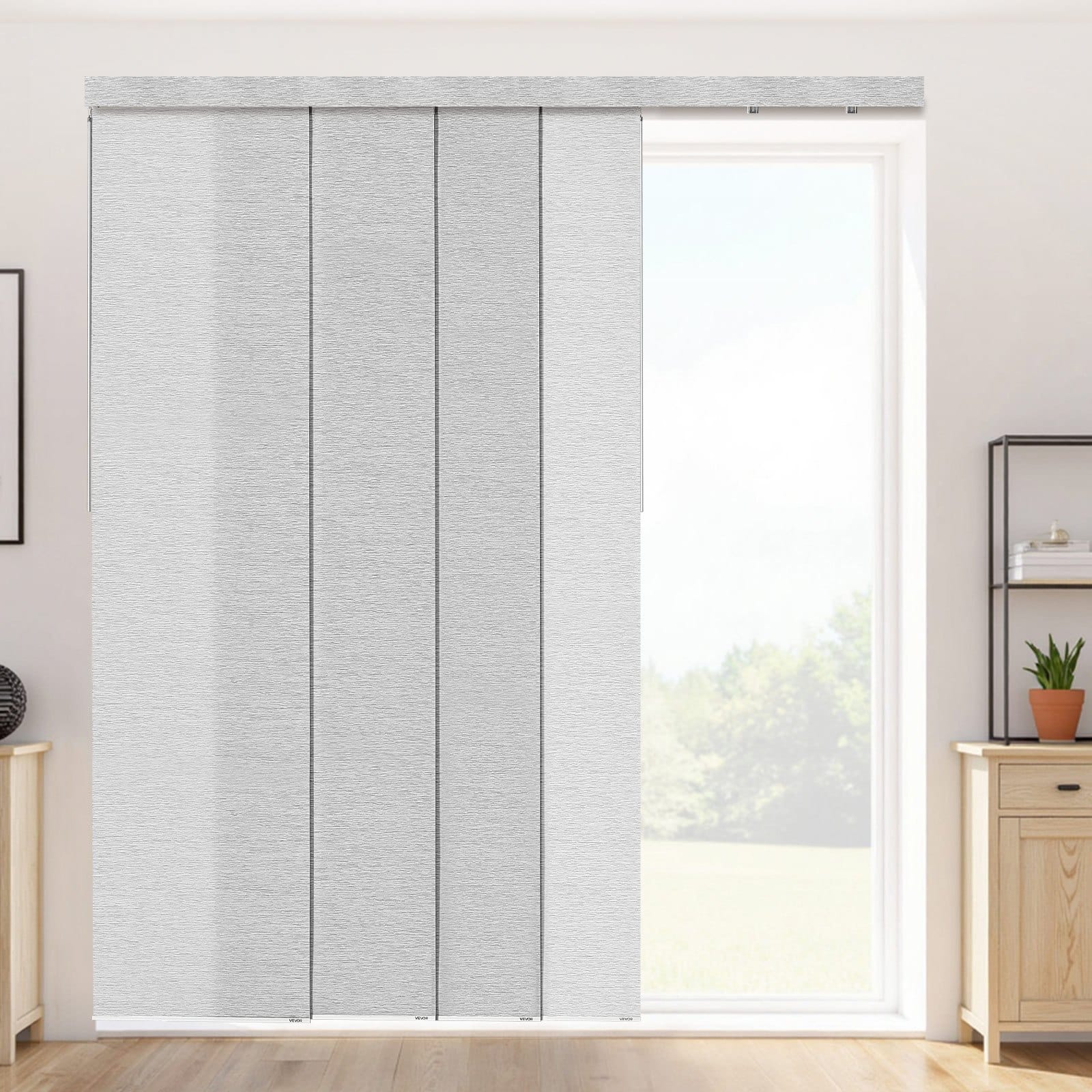 VEVOR Gray Panel Track Blinds, Adjustable 116–218 cm Wide, Trimmable Up to 243 cm High, for Sliding Doors & Room Dividers