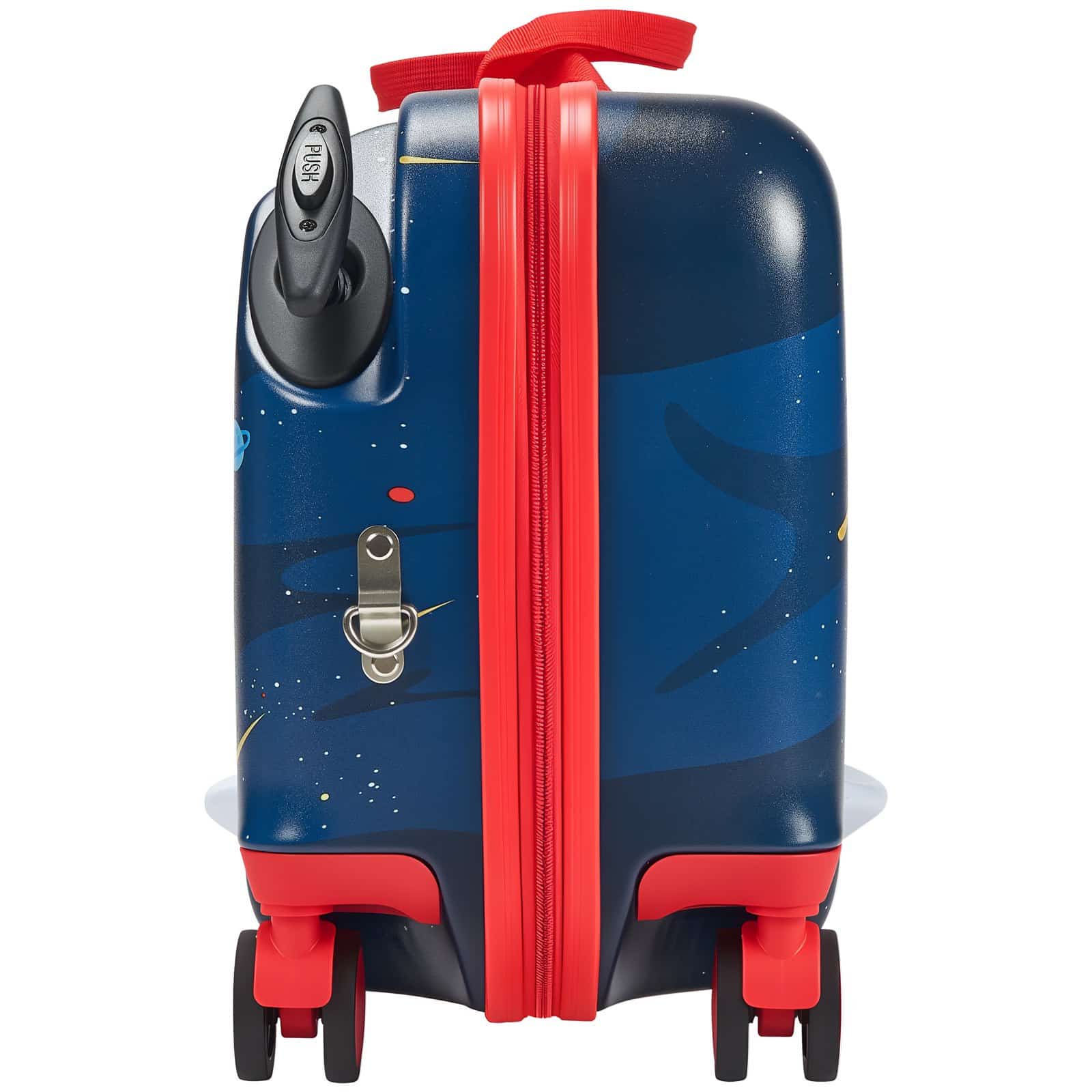 VEVOR 26L Ride-On Kids Suitcase, 47cm Carry-On Luggage with Wheels, Adjustable Strap, Lightweight for Boys & Girls 3+, Blue/White — attēls 10