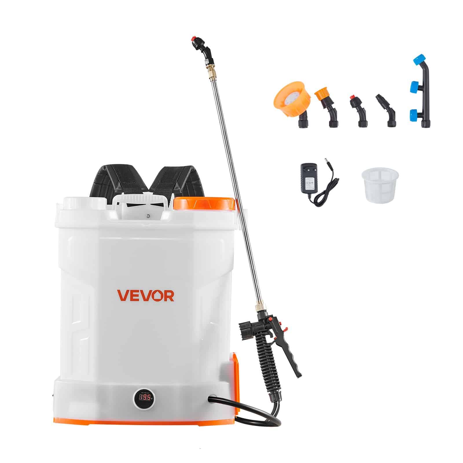 VEVOR 12L Electric Backpack Sprayer with Battery, 0–6.2 Bar Pressure, 5 Nozzles, 2 Wands, 2h Runtime, for Garden & Lawn - Pilt 9