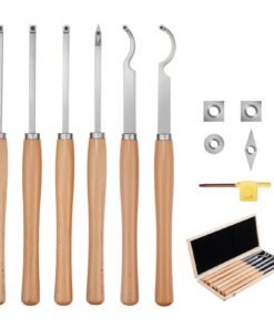 VEVOR 6-Piece Wood Lathe Chisel Set with Carbide Inserts, Wooden Handles & Box – For Woodturning, Beginners to Experts