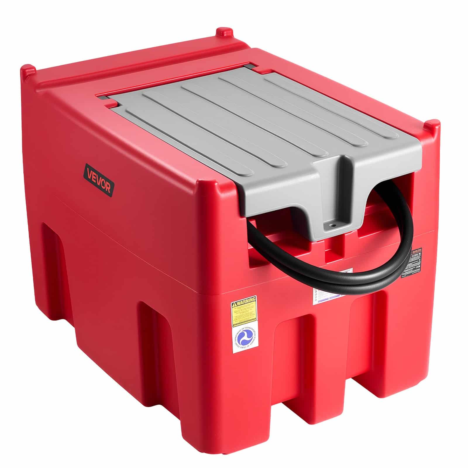 VEVOR 440L Portable Fuel Transfer Tank, 12V Pump, 10 GPM, Auto Nozzle, Hose, Red Diesel & Gasoline Tank for Vehicles & Equipment