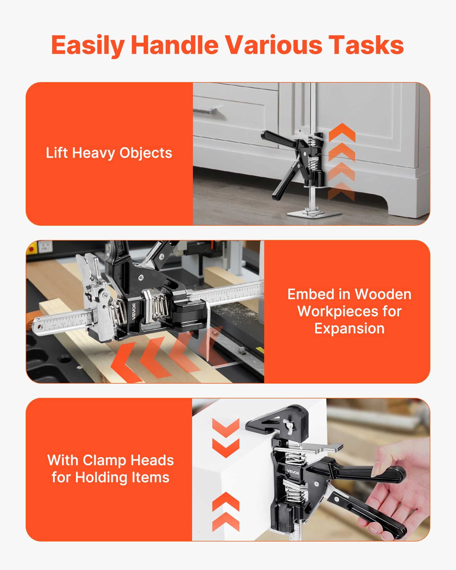 VEVOR Arm Jack 2 PCS, 150 kg Capacity, 250 mm Lift, Metal Hand Lifter with Magnetic Level for Doors, Windows, Furniture — изображение 5