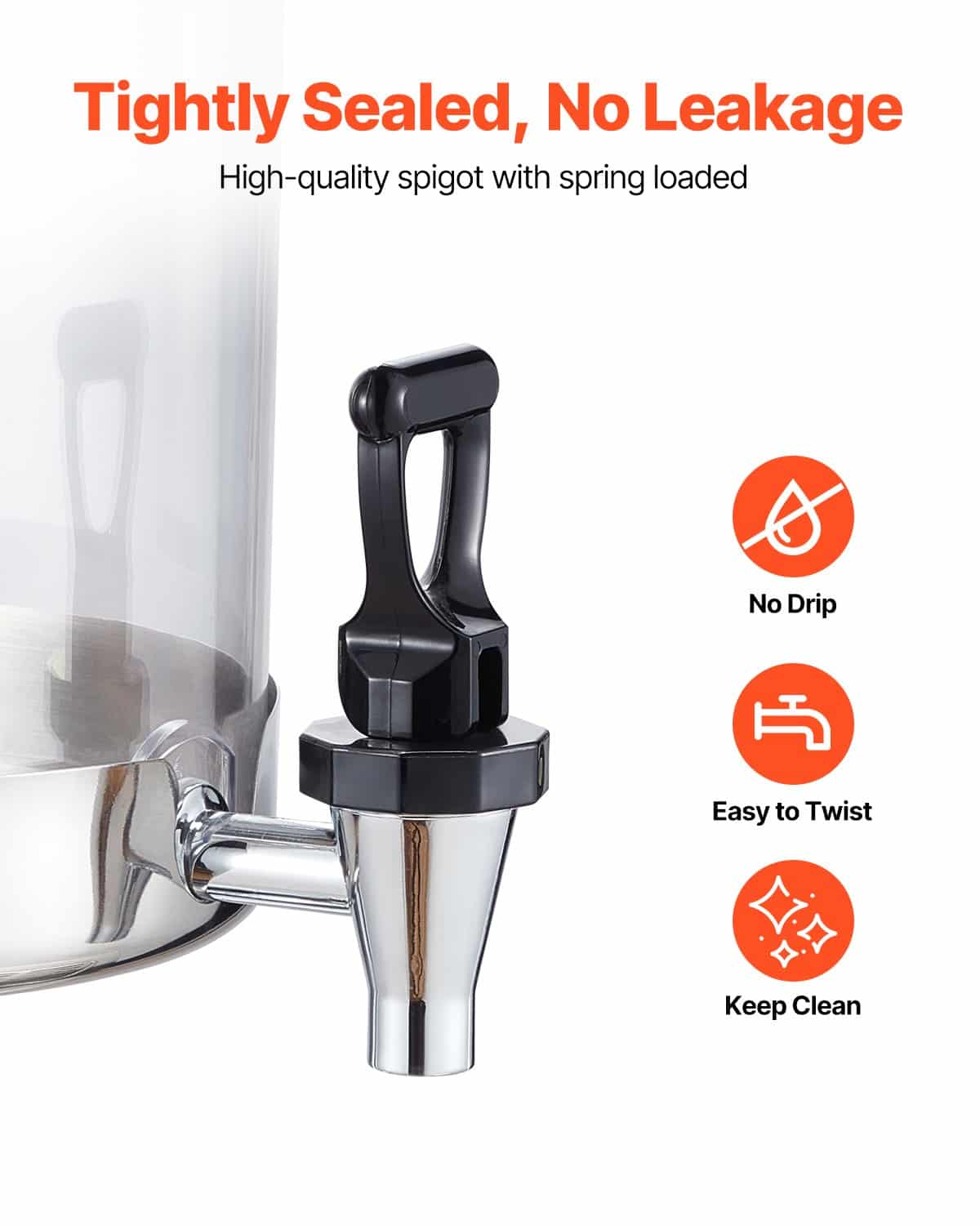 VEVOR 2 x 8L Beverage Dispenser with Spigot & Ice Chamber, Stainless Steel & Plastic Juice Dispenser for Parties & Events - Image 5