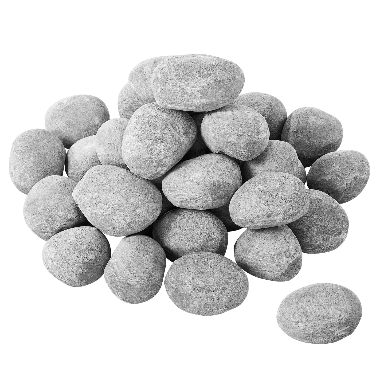 VEVOR 30PCS Ceramic Fire Pebble Stones 50.8–76.2mm Heat-Resistant Decorative Rocks for Gas/Propane Fireplace & Fire Pit