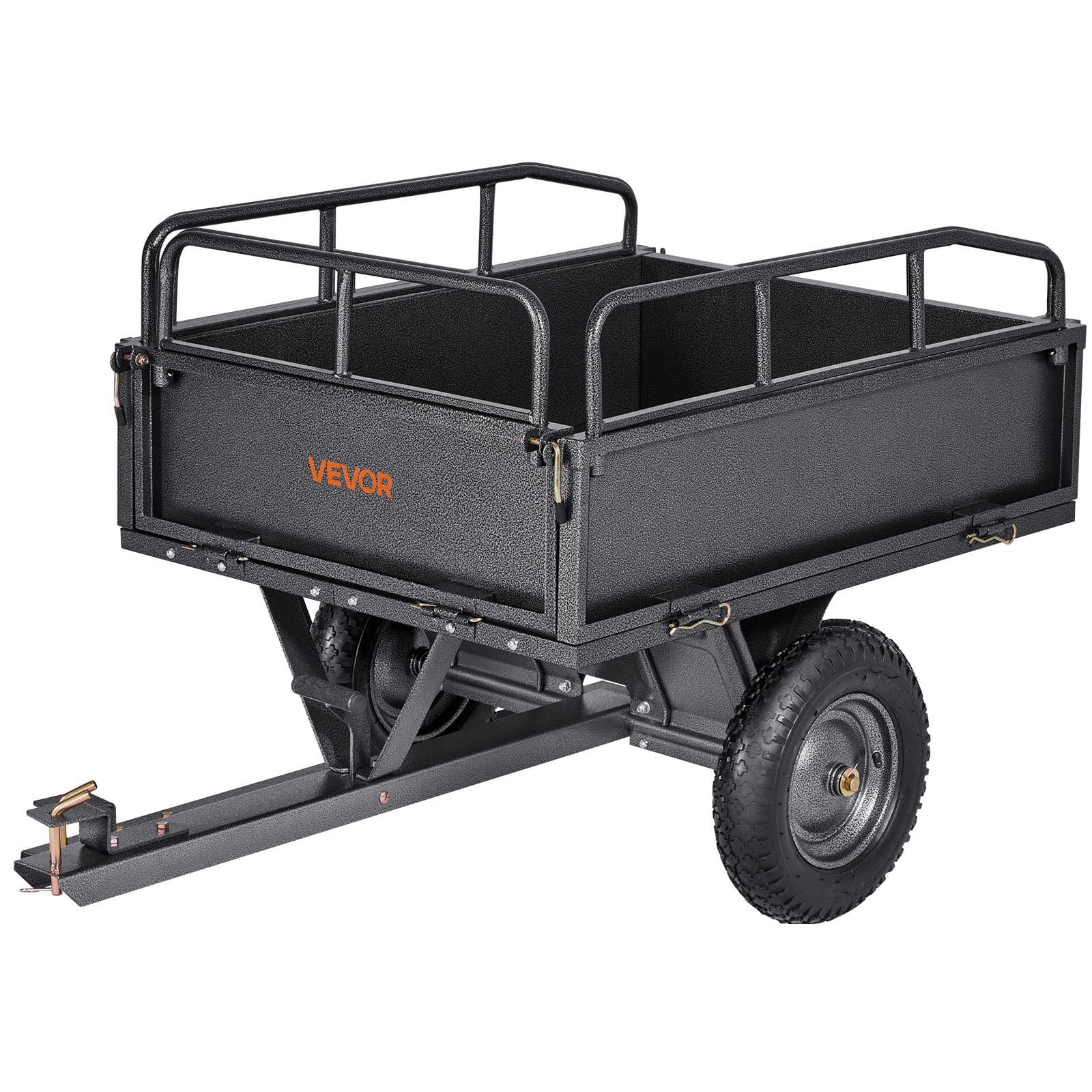 VEVOR Garden Dump Trailer 227kg, 10 Cu. Ft, Steel Tow Cart with 36cm Tires, for Lawn Mowers, Tractors, ATVs, UTVs