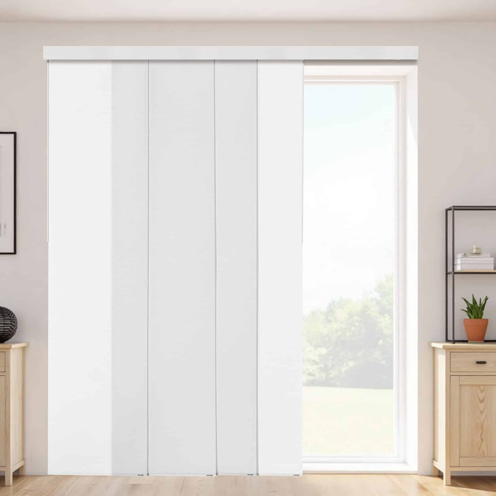 VEVOR Adjustable Panel Track Blinds, 116–218 cm Wide, Up to 243 cm High, White Vertical Blinds for Doors & Room Dividers