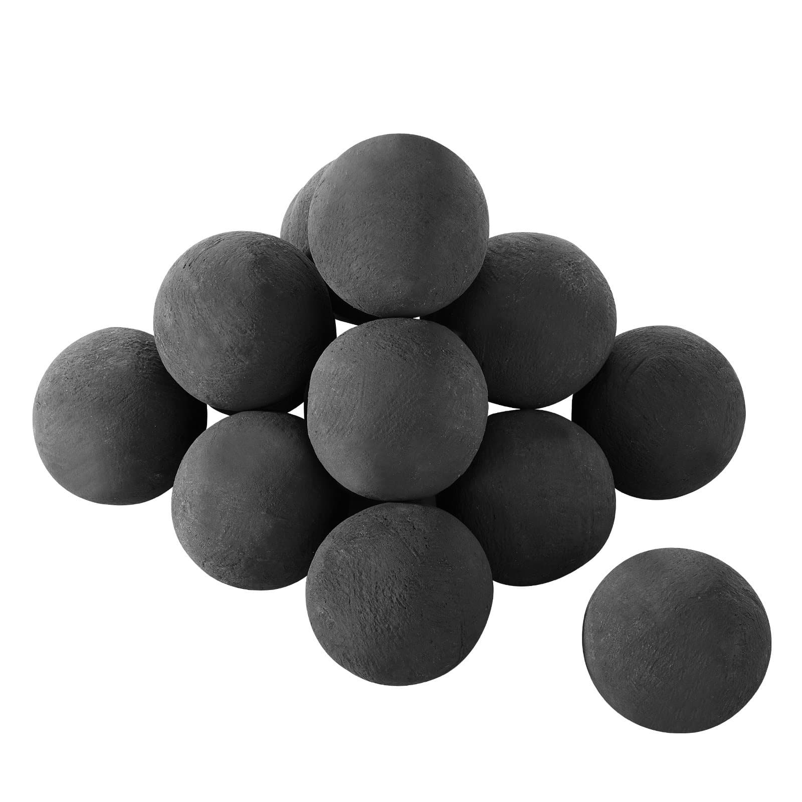 VEVOR 76 mm Ceramic Fire Balls Set of 15 – Heat-Resistant Decorative Stones for Gas/Propane Fireplace & Fire Pit, Black