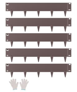VEVOR оцинкованный стальной садовый бордюр 5шт 99x13см, устойчив к ржавчине, гибкий, легкая установка, коричневый