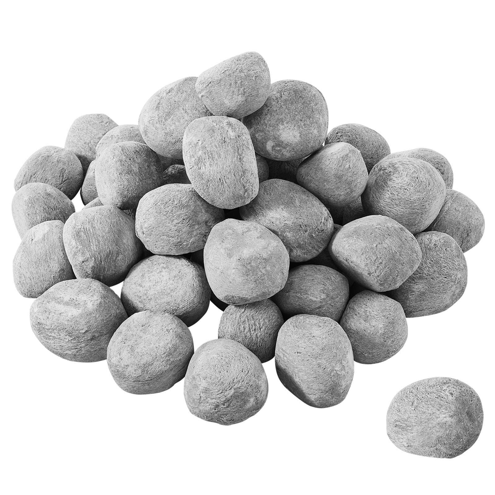 VEVOR 48 Pcs Ceramic Fire Pebble Stones Ø25–51 mm, Reusable Heat-Resistant Fire Pit Rocks for Indoor/Outdoor Gas & Propane Use