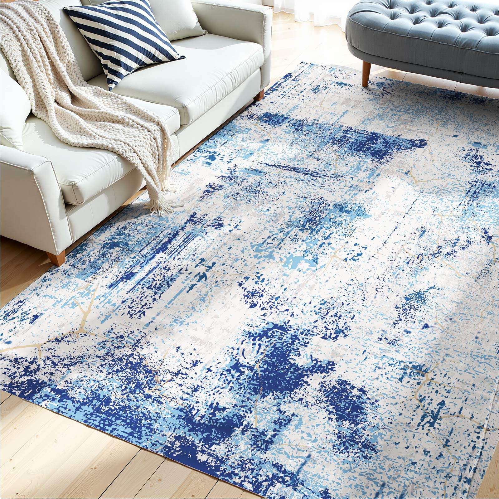 VEVOR 150x210 cm Pestav libisemiskindel pehme ala vaip, pisarakindel vaip magamistoale, elutoale, lastele ja sissepääsule, sinine