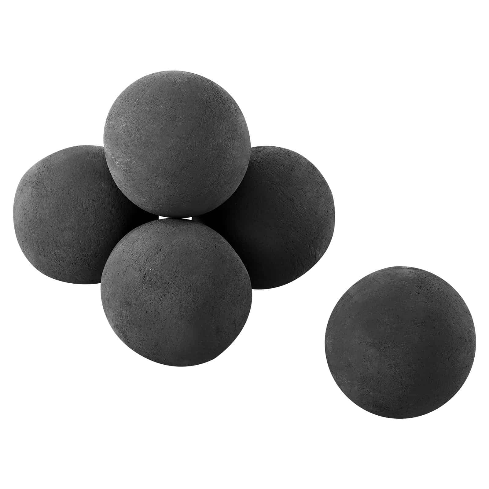 VEVOR 125 mm Black Ceramic Fire Balls 6 pcs - Heat-Resistant Fire Pit Stones for Indoor & Outdoor Gas/Propane Fireplace Use