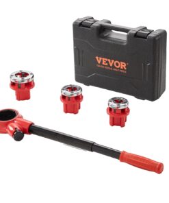 Ручной набор VEVOR для нарезки резьбы с трещоткой, 3 насадки NPT (1/2, 3/4, 1 дюйм), портативный инструмент для труб + кейс