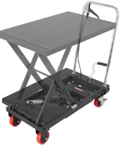 VEVOR Hydraulic Lift Table Cart, 227kg Capacity, 72.4cm Max Height, Manual Scissor Lift with Wheels and Non-slip Pad, Black