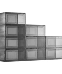 VEVOR 9-Pack Clear Stackable Shoe Storage Boxes with Magnetic Door, Fits up to EU Size 47, Plastic Organizer for Shoes & Accessories