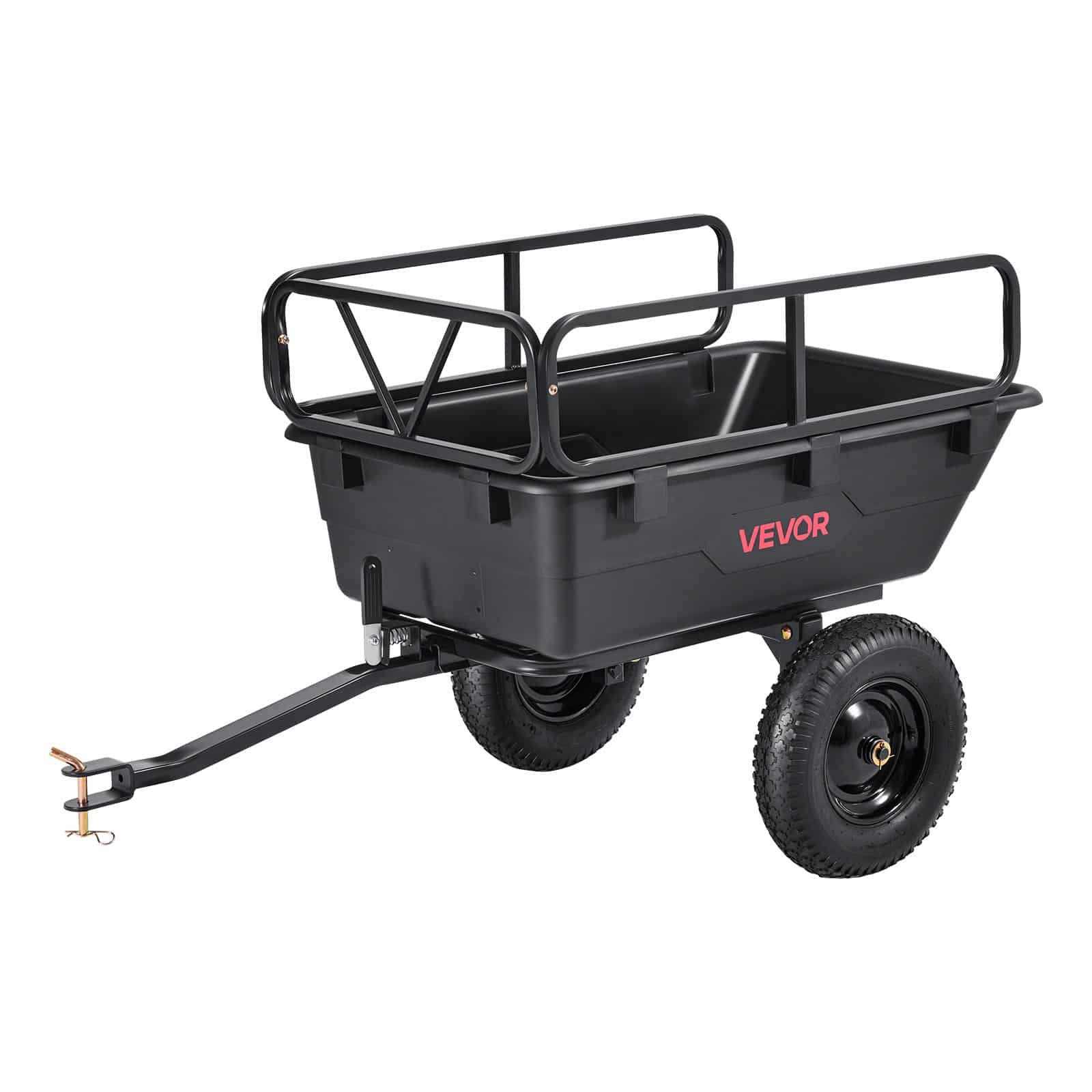 VEVOR Heavy Duty Garden Utility Trailer 227kg, 10 Cu. Ft, Tow-Behind Dump Cart for ATV/UTV/Lawn Tractor with 40cm Tires