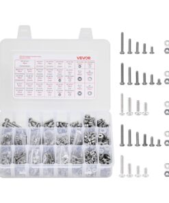 Винт из нержавеющей стали VEVOR, комплект гайки и шайбы, метрический эквивалент, для ремонта мебели, транспортных средств и оборудования