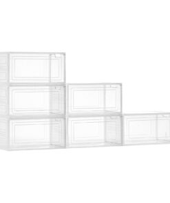 VEVOR 6-Pack Clear Stackable Shoe Storage Boxes with Magnetic Door, Fits up to EU Size 47, Plastic Organizer for Shoes & Accessories