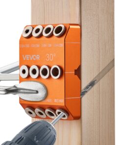 VEVOR Портативный шаблон для сверления, углы 30°/45°/90°, 4 размера (4.8–9.5 мм), алюминий, для дерева, перил, заборов