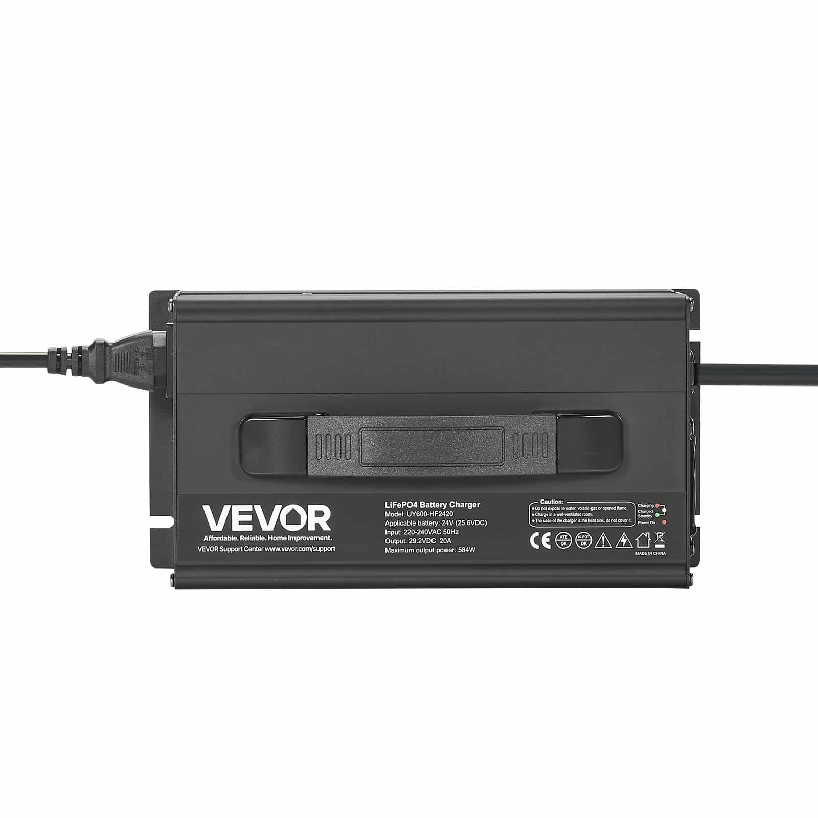 VEVOR 24V 20A LiFePO4 Battery Charger, 29.2V Smart AC-DC Charger with Anderson Connector, LED, 0V Activation for RV, Boat - Pilt 9