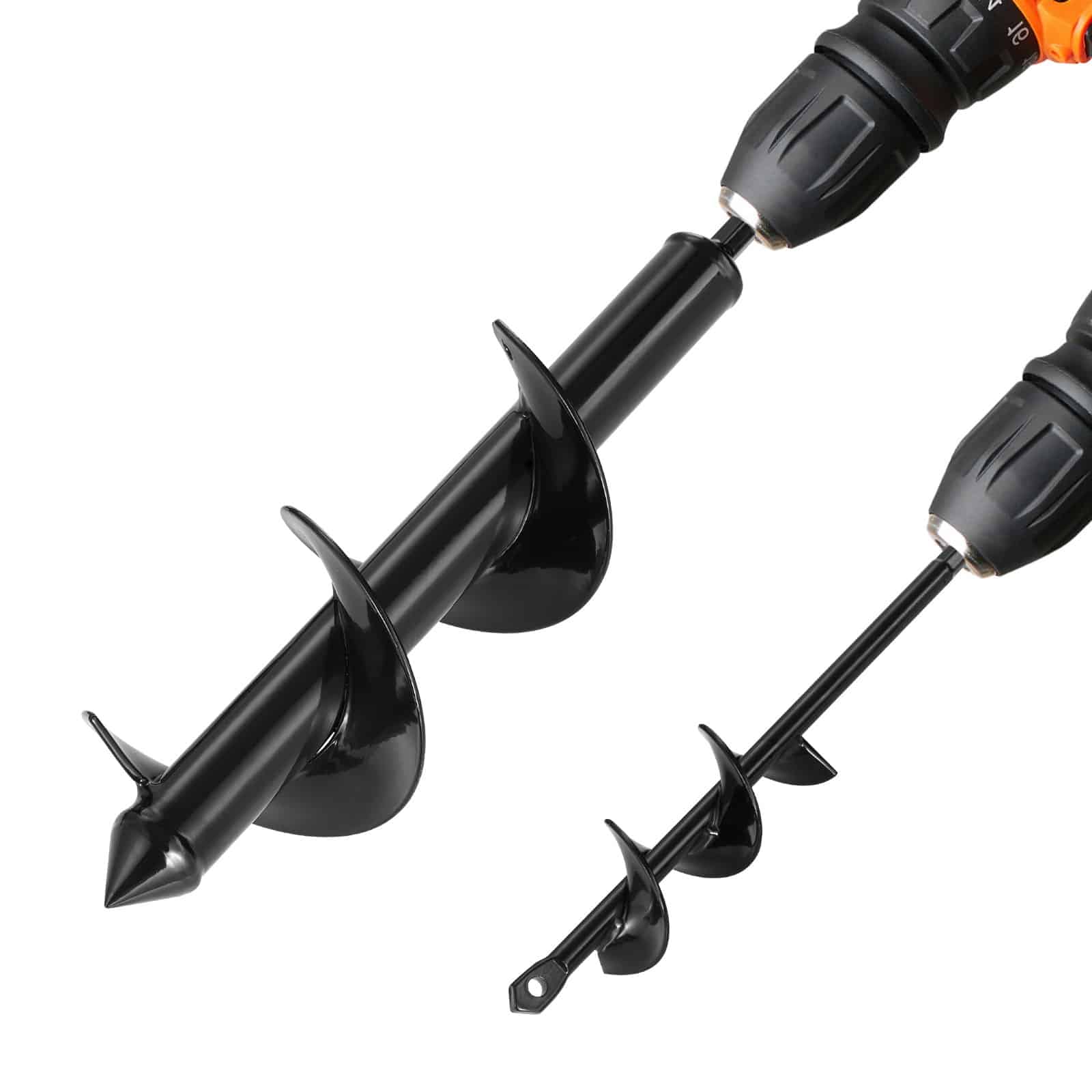 VEVOR Garden Auger Drill Bit Set 2pcs, 40x220mm & 80x300mm, Spiral Hole Digger for 3/8'' Hex Drill, Bulb Planter Tool