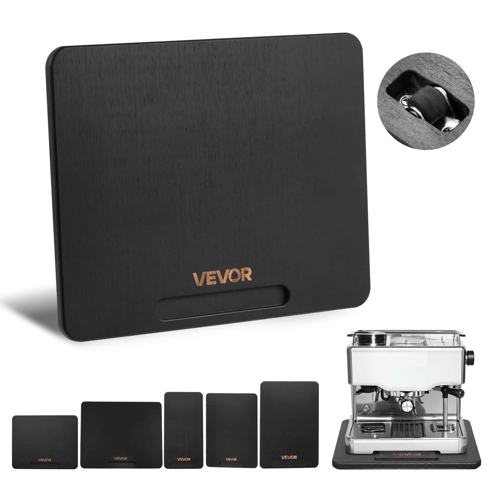 VEVOR Appliance Bīdāmā Paplāte 26.7x33cm, Klusie Gumijas Riteņi, Dobs Rokturis, Kafijas Ražotājiem & Virtuves Tehnikai, Melns