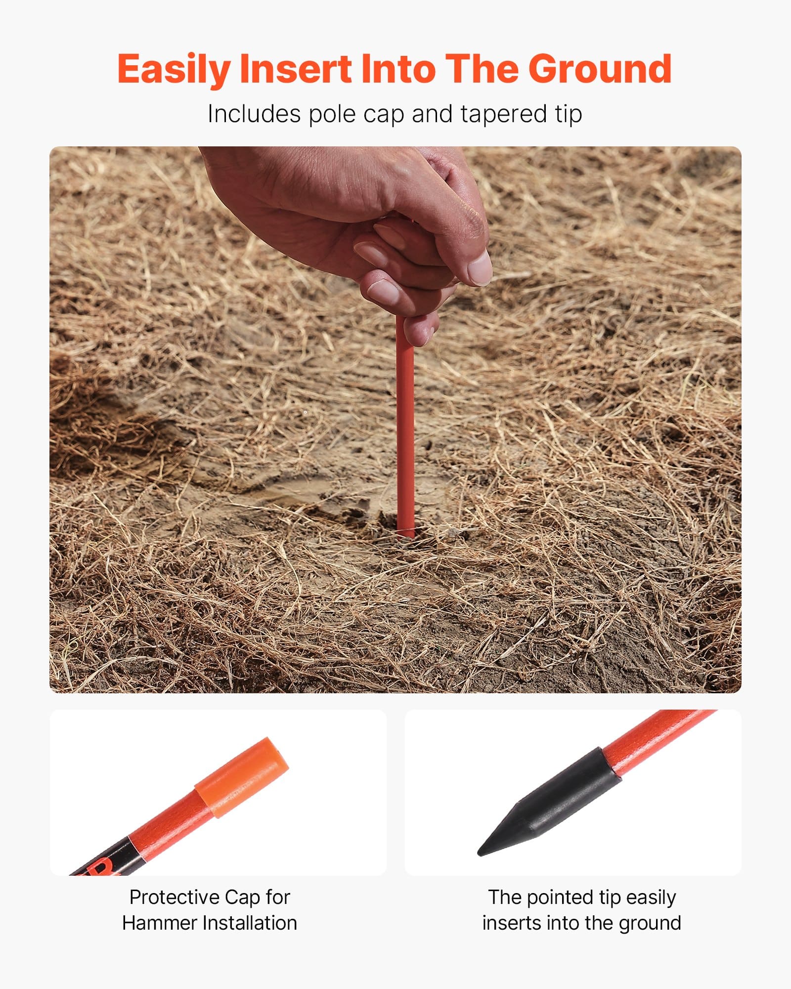 VEVOR 50PCS 152cm Fiberglass Reflective Driveway Markers with Steel Drill Bits – High-Visibility Snow Stakes for Parking & Walkways - Зображення 4