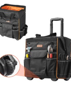 VEVOR Heavy Duty Rolling Tool Bag with 25 Pockets, 50 kg Load, Telescopic Handle & Wheels – Tool Organizer for Mechanics & Construction