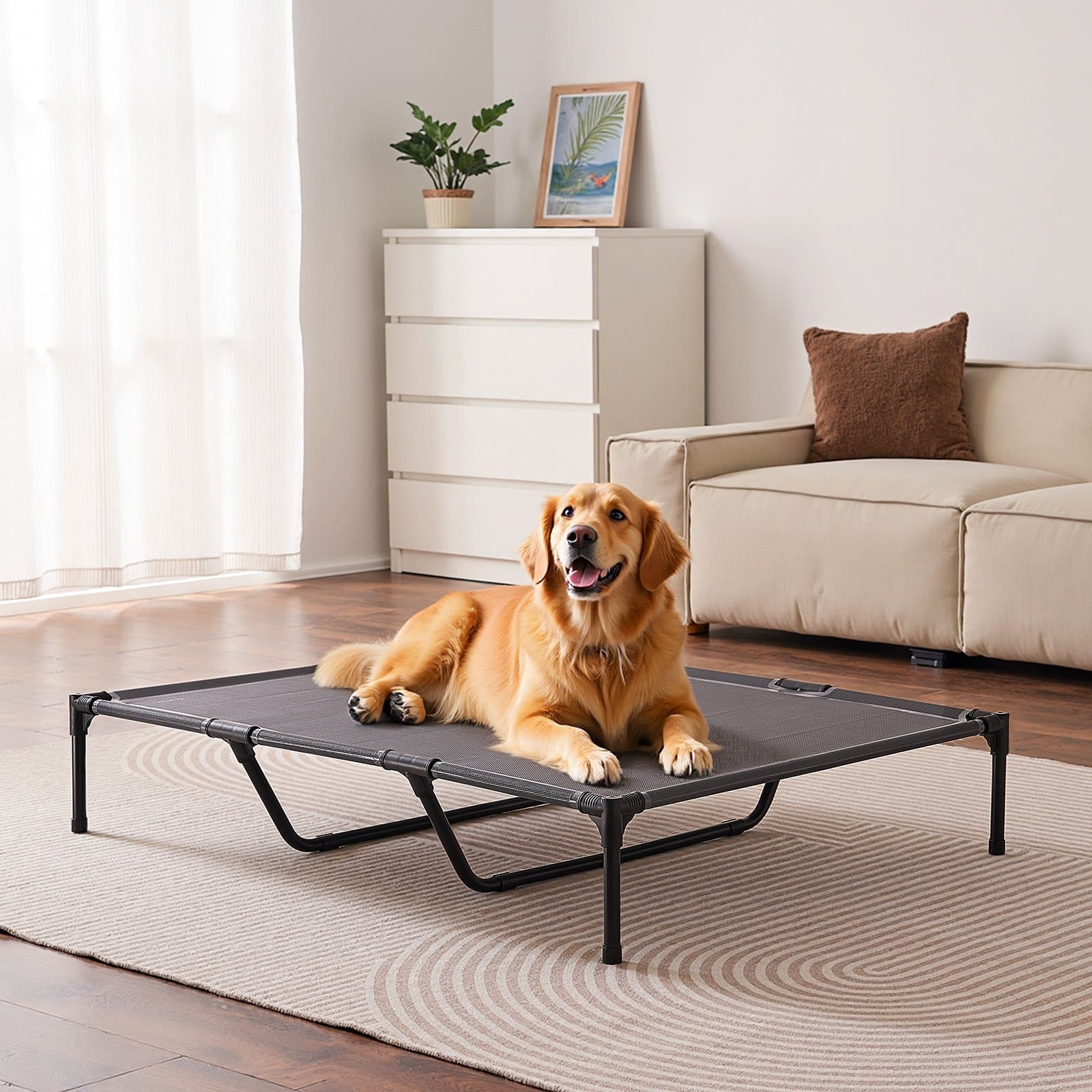 VEVOR XL Elevated Dog Bed for Large Dogs, Portable Steel Frame Cot with Breathable Mesh, Indoor/Outdoor, Grey - Зображення 8
