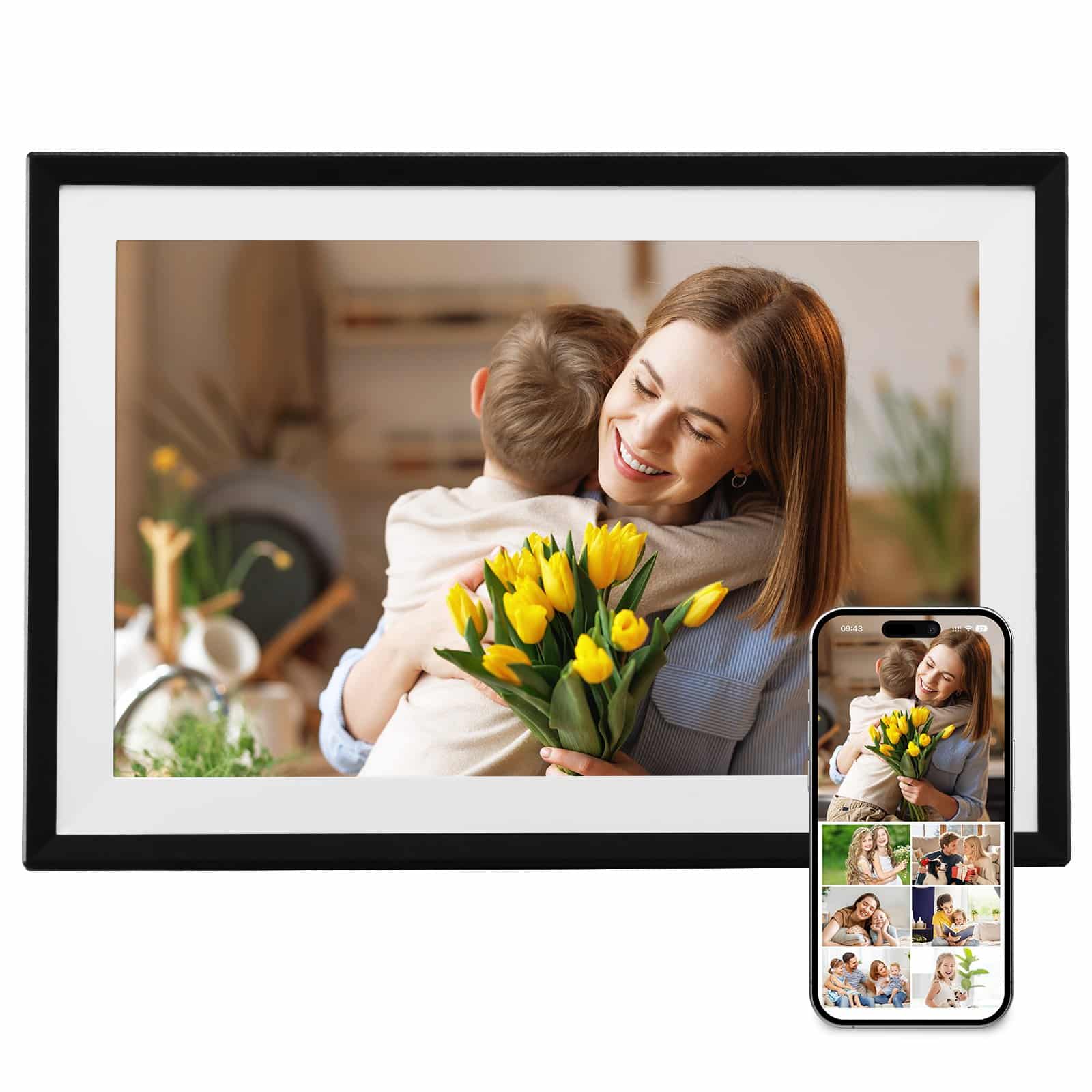 VEVOR 260x180mm Digital Photo Frame 32GB Wi-Fi, 10.1'' IPS HD Touchscreen, Auto-Rotate, App Sharing, SD Support